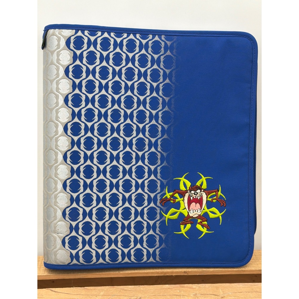 Vintage Mead Five Star Tasmanian Devil Zipper Binder Looney Tunes 3 Ring 90s Y2K